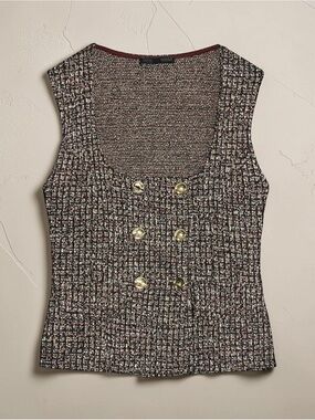Zara BUTTONED JACQUARD TEXTURED TOP